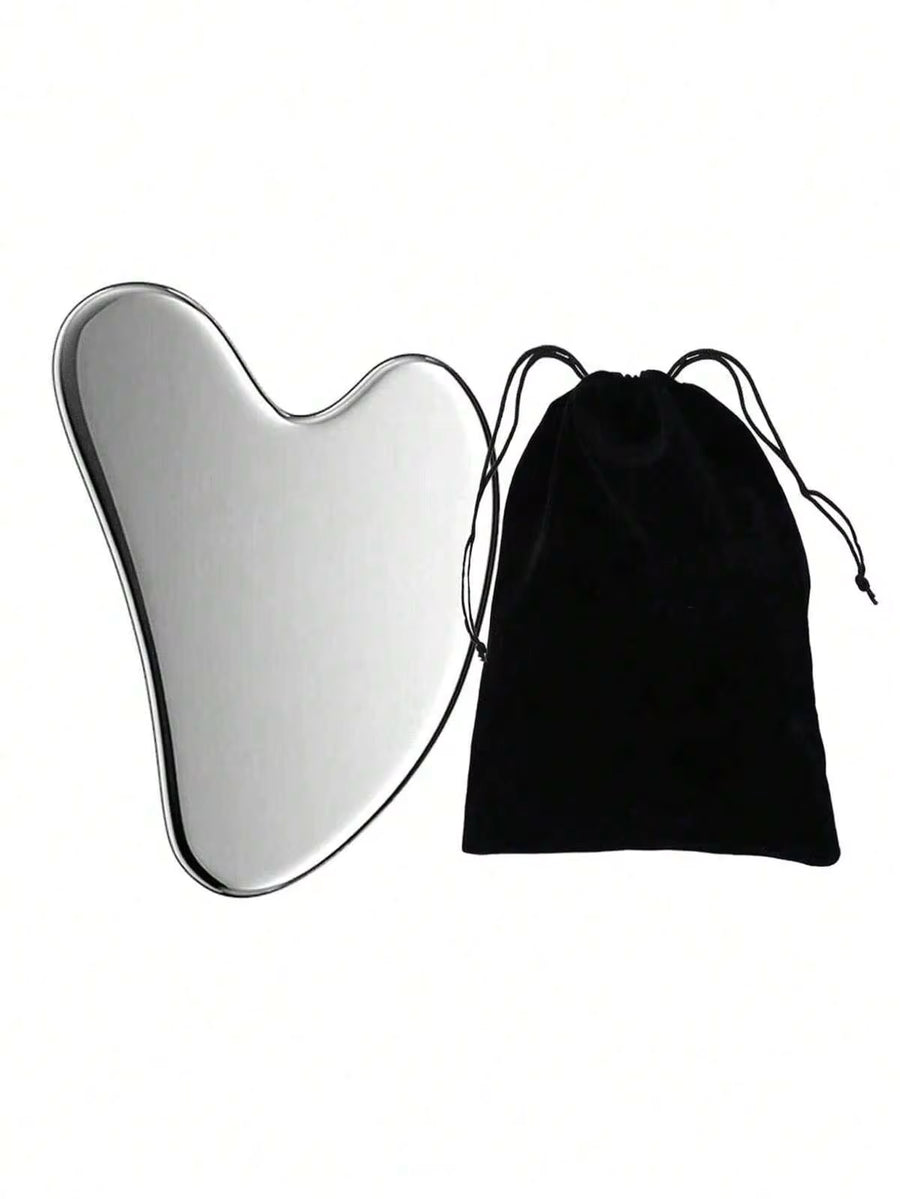 Stainless Steel Heart-Shaped Gua Tool For Facial Massage, Portable Muscle Relaxation Massage Board- Face Massage Tools - For Face Body Reduce Puffiness Guasha Tighten Skin Massage Guasha Beauty Tool For Body Eyes Neck Massager,Face Care