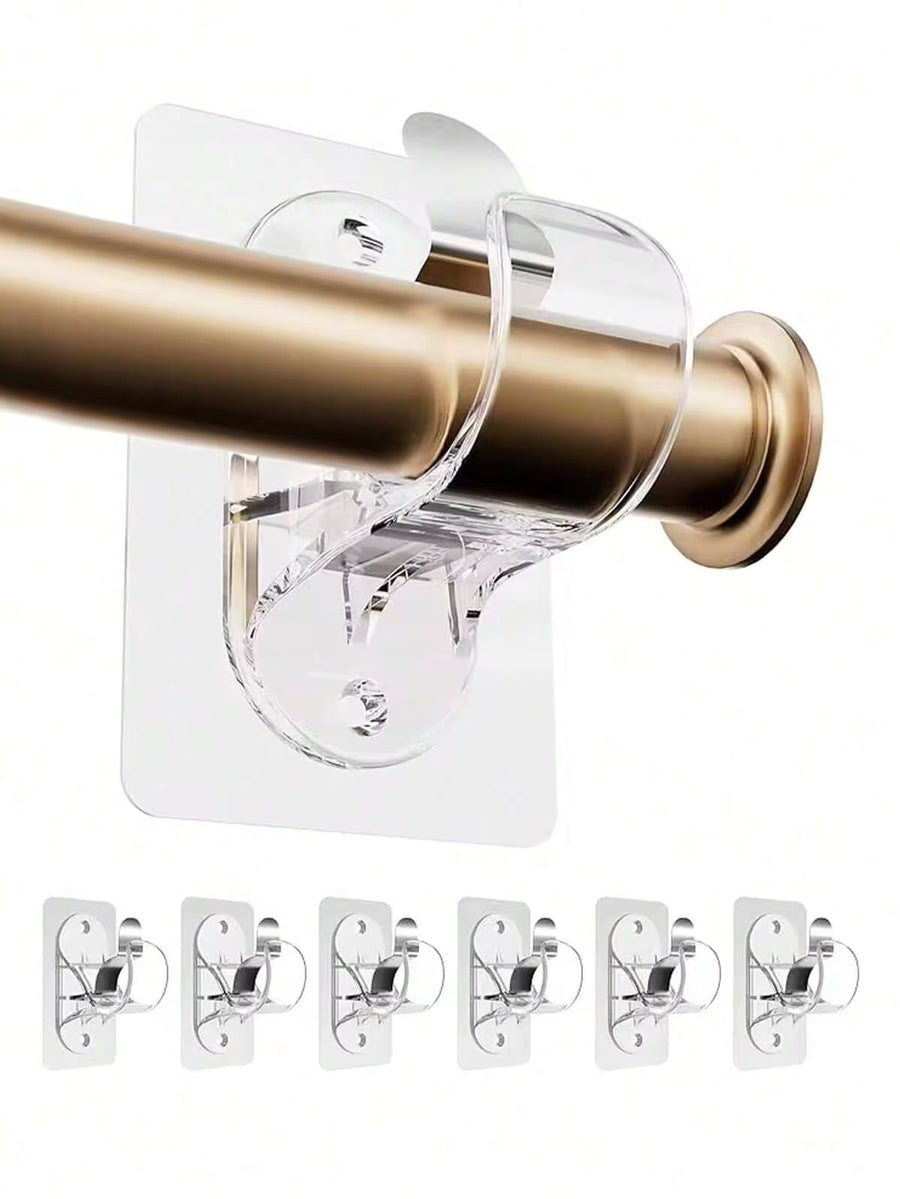 1pc No-Drill Self-Adhesive Curtain Rod Bracket, Adjustable Curtain Rod Hook Without Nails, Suitable For Bathroom, Kitchen, Hotel