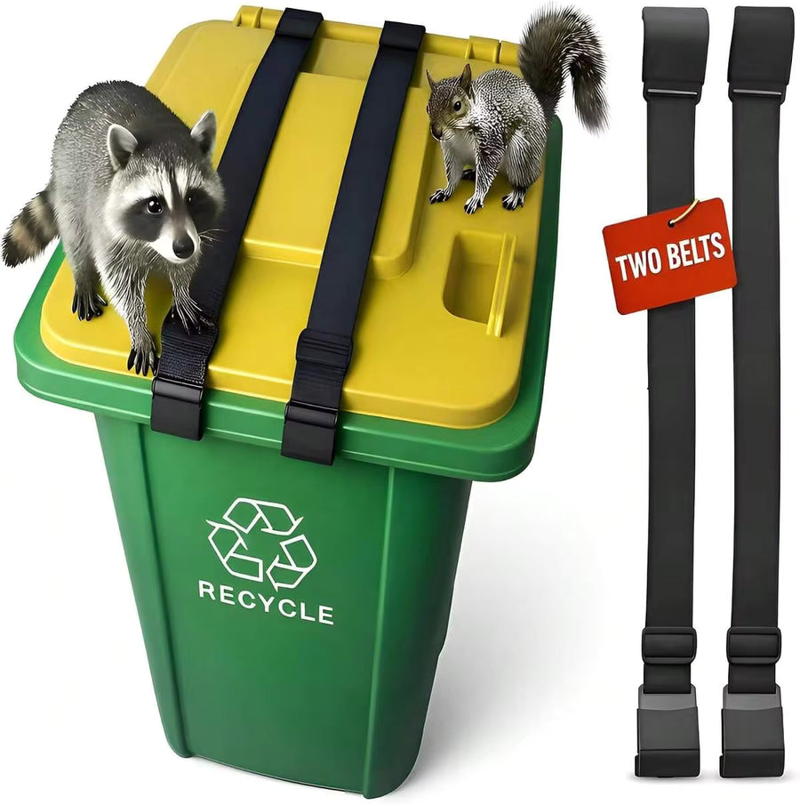 Metal Double-Claw Trash Can Lock Straps For Raccoon & Animal Proof, Adjustable Outdoor Garbage Bin Lid Lock, Anti-Rust Bungee Cord, Universal 28-96 Gallons, 2/4pcs Hooks